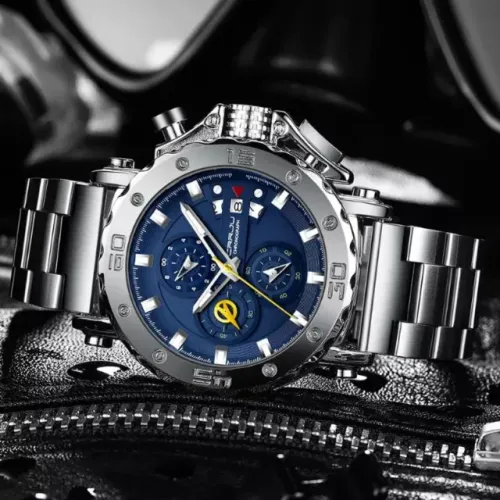 Relógio Masculino Luxo Crrju 2294 Caixa Alta Pulseira De Aço Novo