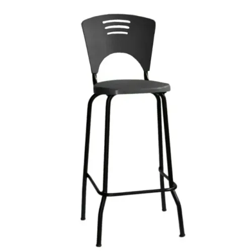 Banqueta Alta Fixa Preta Para Balcão Design Moderno Estrutura Em Aço Resistente 34103