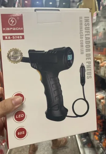 Insuflador de Pneus Portátil com Iluminação LED