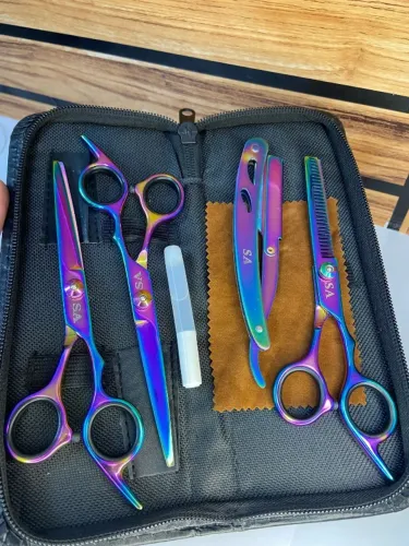 KIT DE 3 TESOURAS PROFISSIONAIS PRETA - Tomate an2