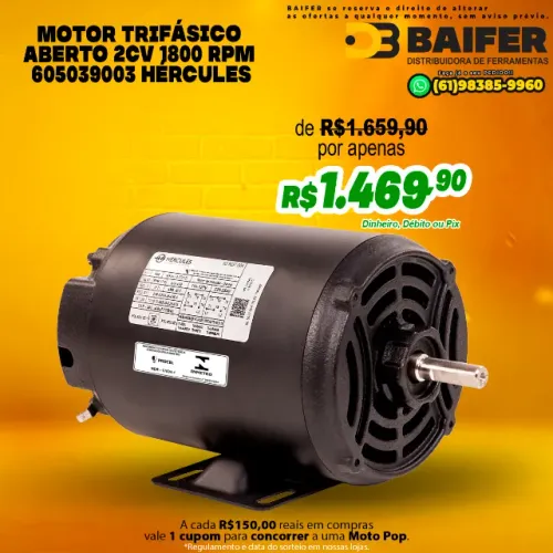 Motor Trifásico Aberto 2CV 1800 Rpm 605039003 Hércules