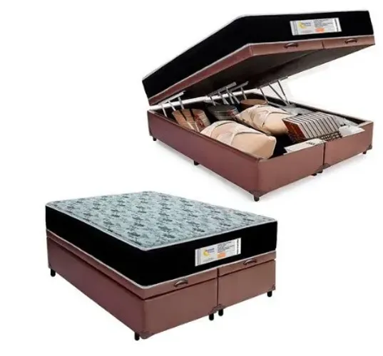 Colchão Queen Black Graphite com Cama Box Baú Queen 