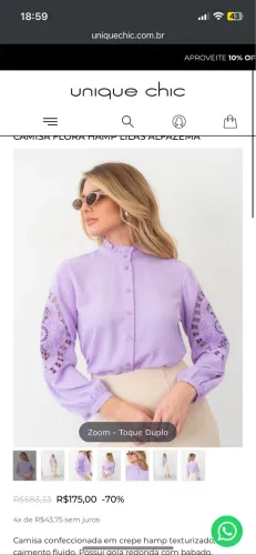 Camisa flora hamp lilás alfazema 