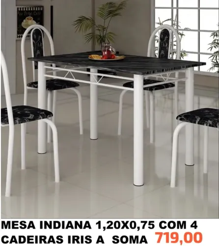 Mesa Indiana 1,20x0,75 com 4 Cadeiras Iris a Soma -FRETE GRATIS - ENTREGA HOJEEE !!