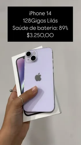 iPhone 14 / 128GB / Lilas / Saúde de bateria 89% 