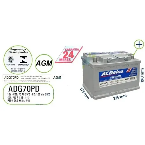 Baterias AGM 70AH AC DELCO 1.979,00 (Entregamos)