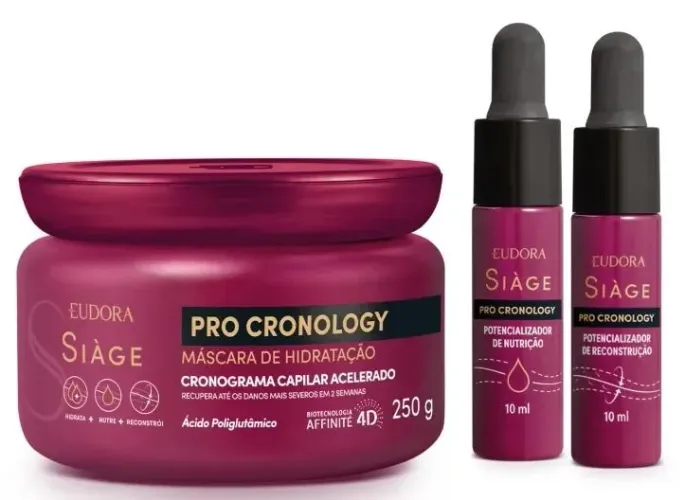 Kit Siàge Eudora - Máscara de Hidratação e Ampolas para Cabelos Danificados