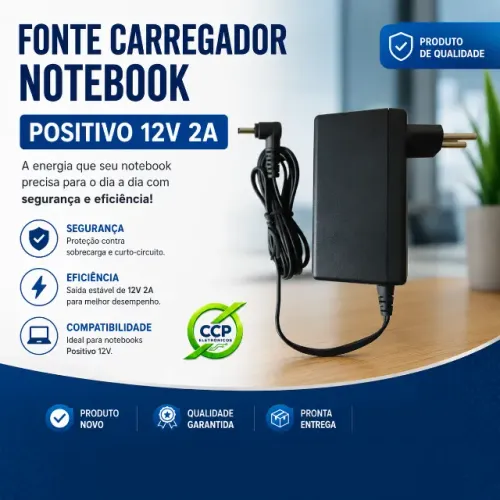 Carregador Notebook Positivo 12V 2A