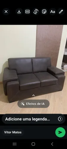 Sofá de couro 2 lugares