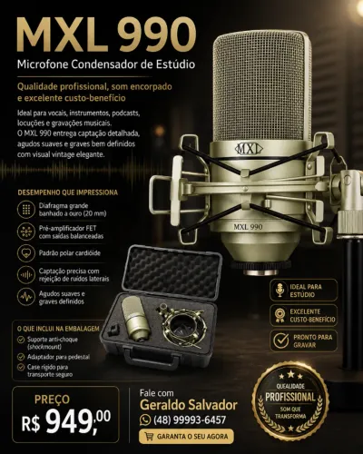 Microfone Condensador MXL 990 Profissional