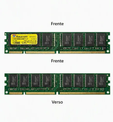 Memória RAM Itaucom Brasil SDRAM PC100 128MB DIMM 168 Pinos Vintage Pentium II III