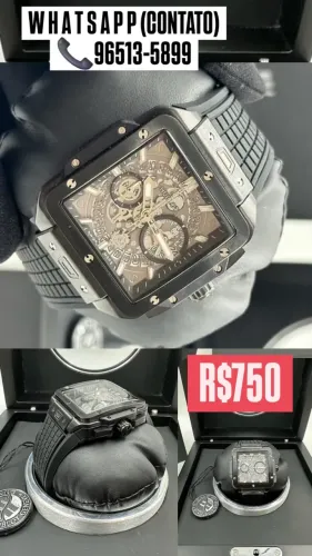 Relógio HUBLOT SQUARE BANG ALL BLACK MULTIFUNCIONAL