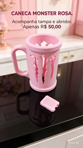 Caneca Monster rosa