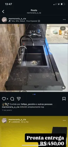 Pia de porcelanato esculpida