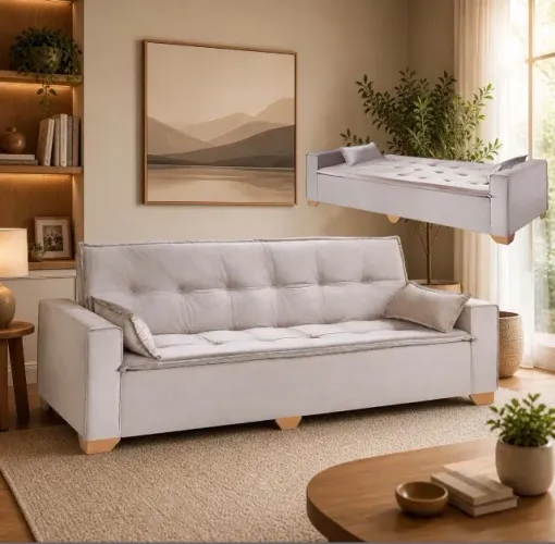 Sofá Lugano Cama 2,18m Bege