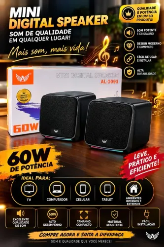 Caixa de Som Altomex Preto 60W para PC Notebook Novo Promoção