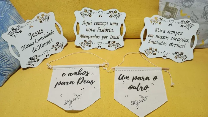 Plaquinhas decorativas casamento 