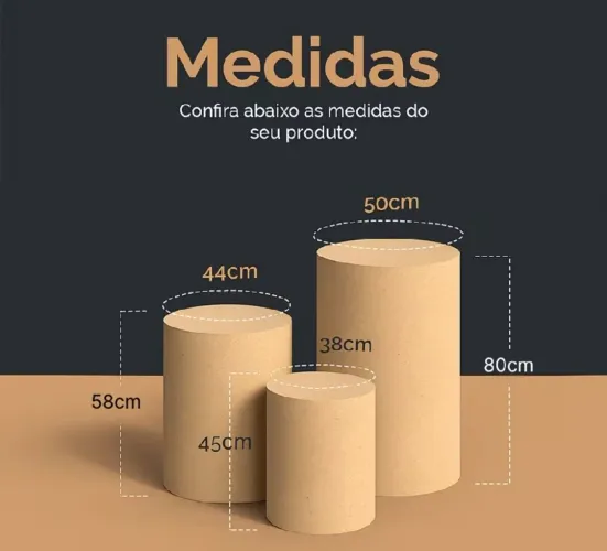 3 Peças de Cilindros MDF