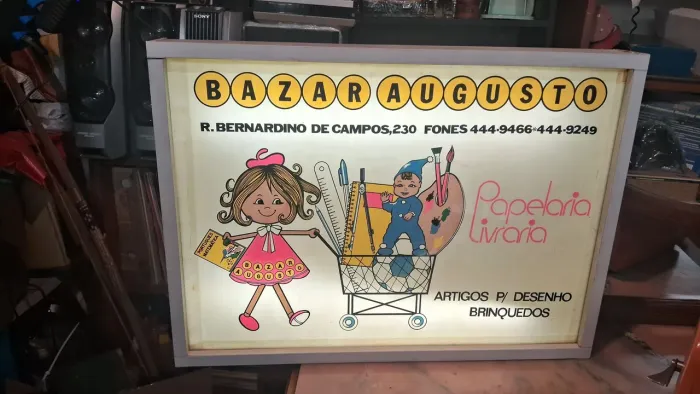 Placa decorativa antiga Livraria Bazar loja de São Paulo