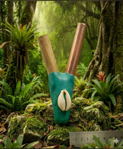 Kuripe Aplicador De Rapé Artesanal - Cobre E Bambu (Energia E Fluidez) artesanato índio 