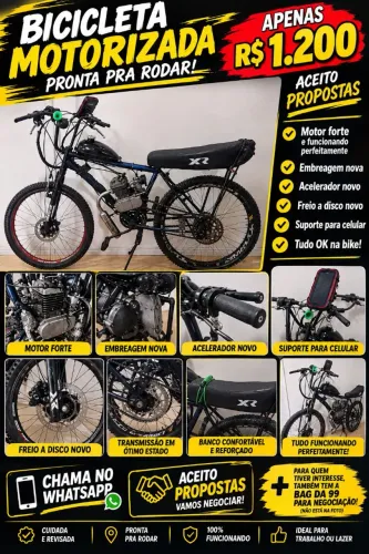 Bicicleta Motorizada 2T - R$ 1.200 | Aceito Propostas