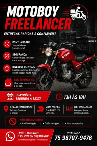 Faço entregas de moto