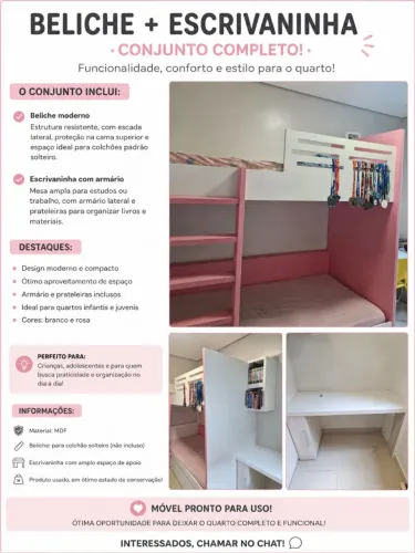 Beliche + escrivaninha em MDF