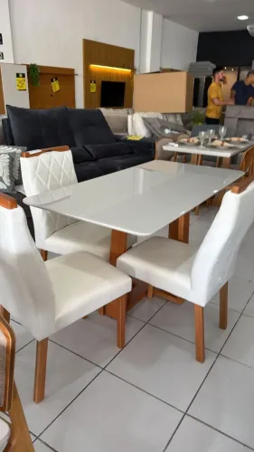 Mesa Pedro 160x80 C/6 Cadeiras Iza - Tec 516 Mel