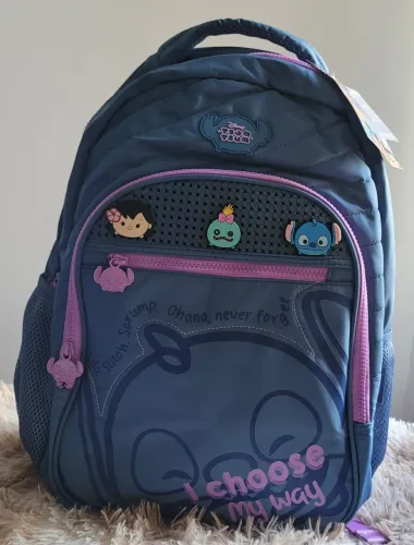 Mochila original Disney grande impermeável azul