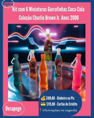 Itens de Colecionador: Kit com 6 Garrafinhas da Coca-Cola Coleção Charlie Brown Jr
