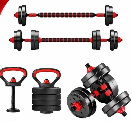 Kit Halteres 6 Em 1 Musculação Funcional Barra Supino Kettlebell 10/15/19 Kg Wing