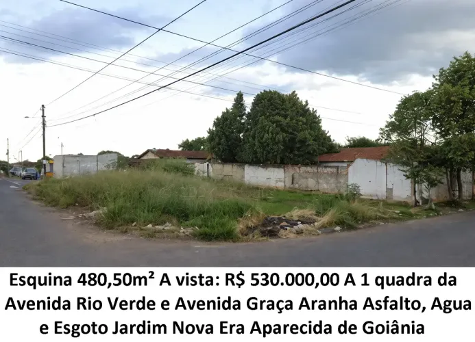 Leia a descrição: Esquina 480,50m² (A 1 quadra da Avenida Rio Verde e Avenida Graça Aranha