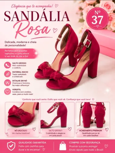 Sandália de salto rosa. IMPERDÍVEL