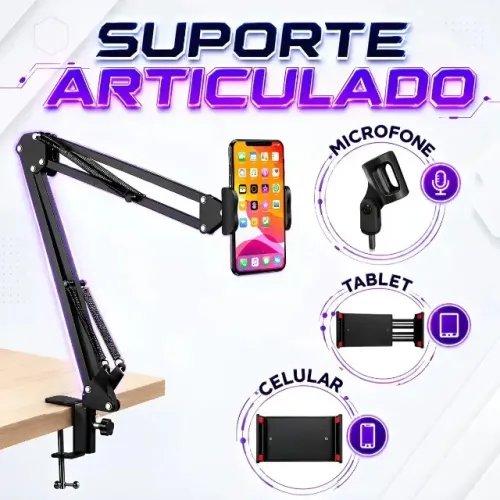 Suporte Para Tablet com Braço Articulado Para Cama Mesa Celular Preto Novo Loja Coimbra