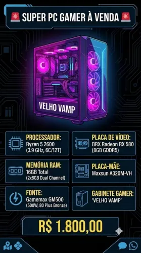 PC GAMER ryzen 5/ 16 ram/ rx 580