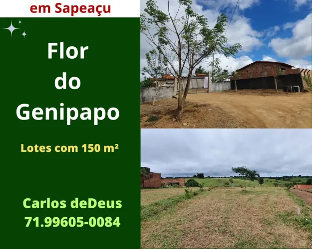 Flor do Genipapo, lotes com 150 m², vista privilegiada,   em até 32  vezes , em Sapeaçu