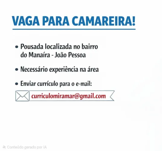 Vaga de camareira