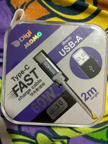Cabo USB-A para USB-C Digi Momo 60W - 2 Metros - Carregamento Rápido