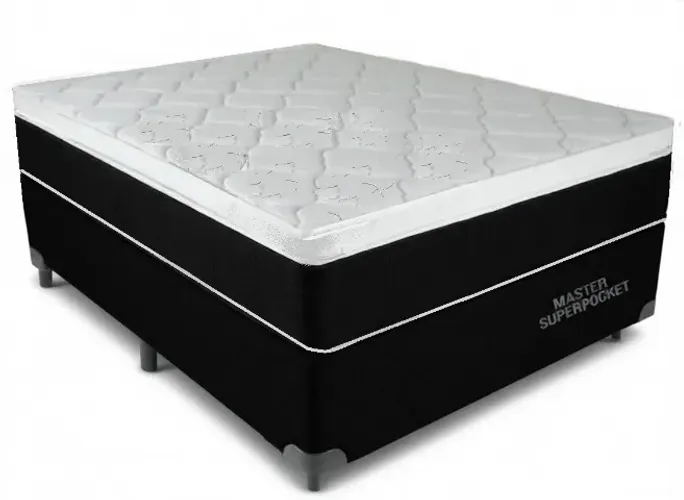 CAMA BOX CASAL+COLCHÃO ORTOBOM MASTER SUPERPOCKET seminovo