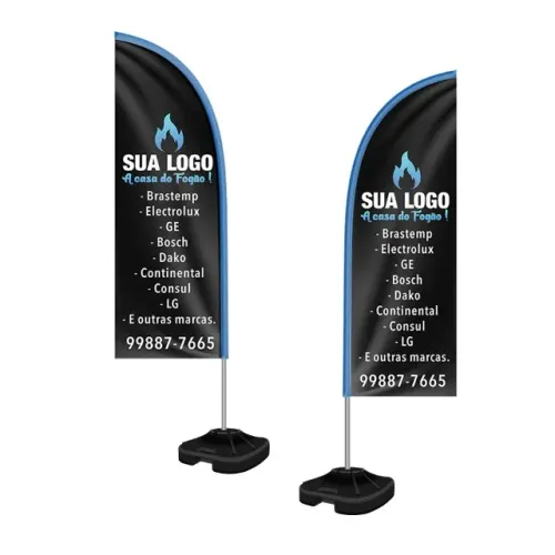 Wind Banner Personalizado 1,90m 2,50m 3m - Bandeira Promocional Completa
