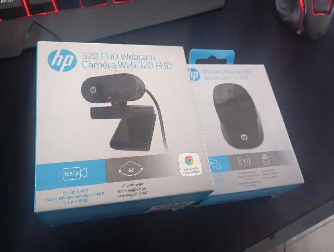 Kit Mouse e Webcam HP quase novo!