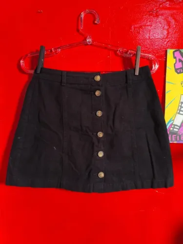 Saia Jeans Curta Escura Tradicional Média Tamanho 40