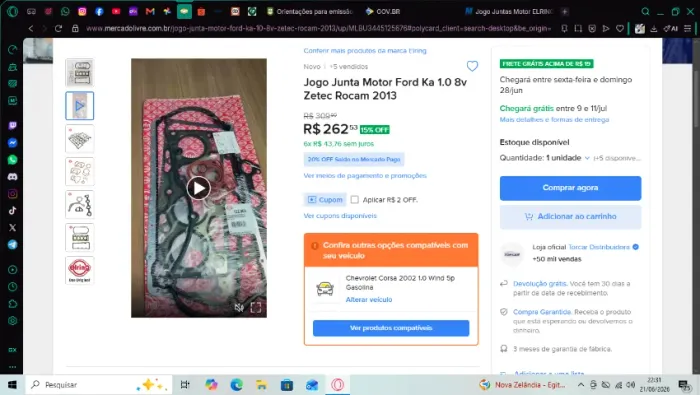 Jogo Junta Motor Ford Ka 1.0 Zetec Rocam