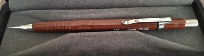 Lapiseira Vintage Pentel P203 0.3mm Marrom Anos 80 Japonesa Rara - Impecável