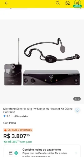 Microfone profissional Akg auricular (de cabeça)