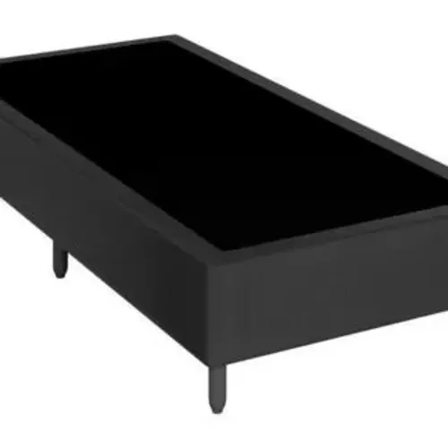 Base Solteira Mexico 88X188X30 Corino Cor Preta PÉS Plastico