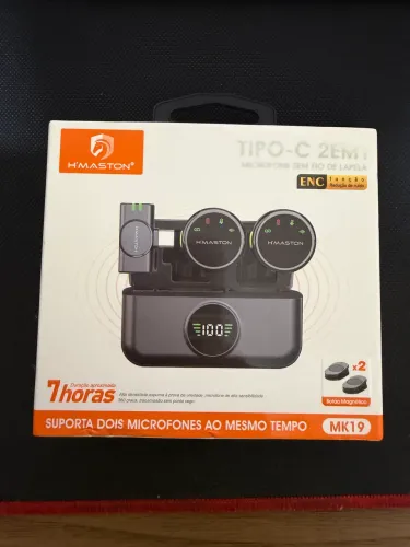 Microfone sem fio de Lapela Tipo C 2 em 1