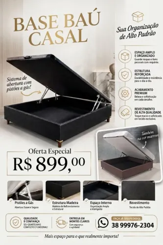 ?Ganhe Espaço no Quarto!? Base Baú Casal