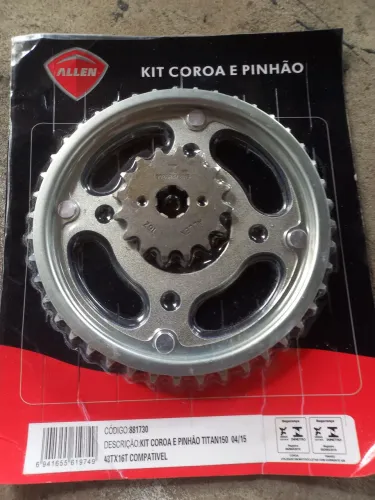 Vendo  kit coroa e pinhão  da marca  ALLAN  da moto  150  e 160 da Honda  .
