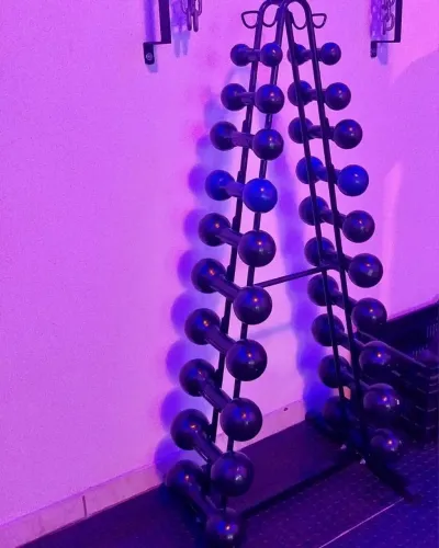 TORRE SUPORTE + HALTERES DE FERRO (PARES DE 1 A 10 KG)